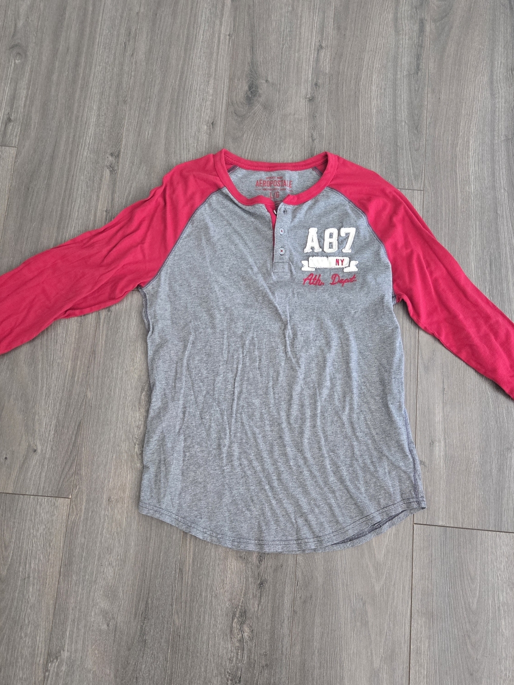Aeropostale Mens Raglan Tee Size L Jersey Fit Aero 87 Varsity Collegiate Casual